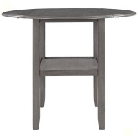 Latitude Run® Farmhouse Round Counter Height Kitchen Dining Table With Drop Leaf And One Shelf For Small Places