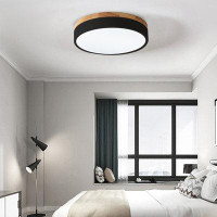 Ebern Designs Circle Modern Led Flush Mount Ceiling Light 6500K Black