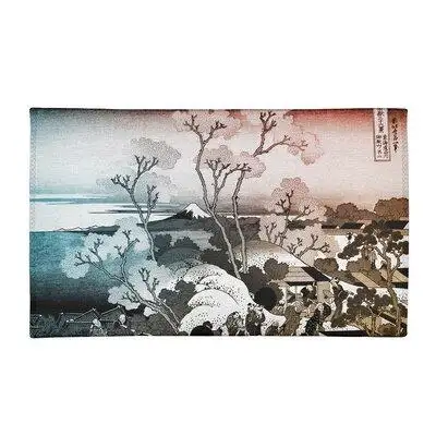 East Urban Home Mt. Fuji Through The Cherry Blossoms Chenille Brown/Green Area Rug