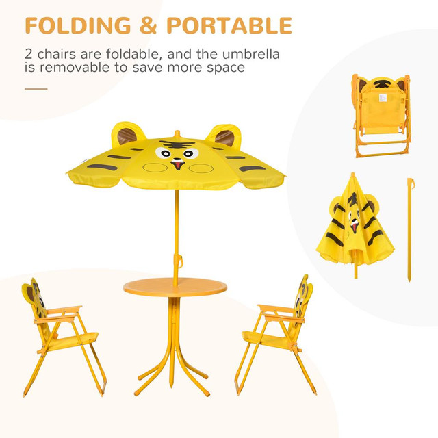 Kids Garden Table and Chair Set 19.5" x 19.5" x 19.75" Yellow in Other Tables - Image 4