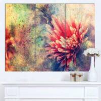 Design Art 'Grunge Art with Flower and Splashes' Graphic Art Print Multi-Piece Image on Wrapped Canvas