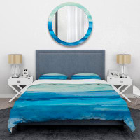 Made in Canada - East Urban Home Out to Sea Blue Microfiber Coastal Duvet Cover Set