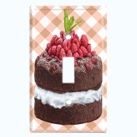WorldAcc Metal Light Switch Plate Outlet Cover (Layered Chocolate Whipped Cream Raspberry - Single Toggle)