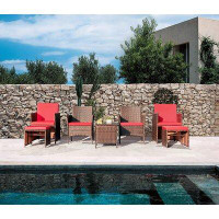 Williston Forge Fransje 7 Pieces Pe Rattan Patio Outdoor Garden Furniture Sets With Cushion And Glass Table