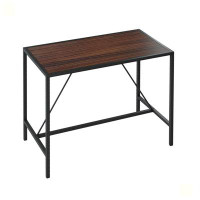 17 Stories Walnut Metal Pub Dining Table With Metal Frame