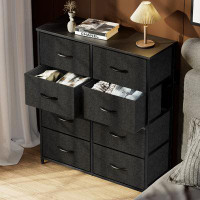 Ebern Designs Rikulf 8 Drawers Tall Dresser & Chest of Fabric Dresser with Wood Top and Sturdy Steel Frame