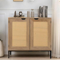 Bay Isle Home™ 31.5'' Wide Rustic Accent Storage Cabinet With 2 Rattan Doors