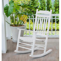 Red Barrel Studio Anbar Patio Rocking Chair for Indoor Outdoor - Wooden Furniture Rocker for Porch Backyard