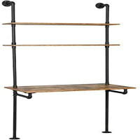 Williston Forge Country Rustic Wall Mounted Ladder Desk - Space-Saving Design - Sturdy Metal Frame - Rust Resistant