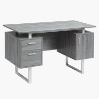 Ivy Bronx Modern Office Desk with Storage, Grey