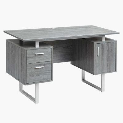 Ivy Bronx Modern Office Desk with Storage, Grey in Desks