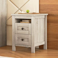 Winston Porter 2-Drawer Farmhouse Wooden Nightstand with Well-proportioned