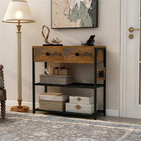 17 Stories Ultimate Entryway Console Table, Narrow Sofa Table With 2 Drawers, 2 Shelves, AC Outlets, 2 USB Ports, 1 Type