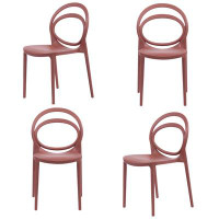Ivy Bronx CozyBlock Jabina Bentwood Design Stackable Dining Chair for Interior and Exterior in Ginger - Set of 4