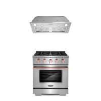 Cosmo Cosmo 3 Piece Kitchen Appliance Package with 30'' Gas Freestanding Range , and Insert Range Hood