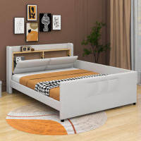 Latitude Run® Full Size Upholstered Platform Bed With Guardrail, Storage Headboard And Footboard