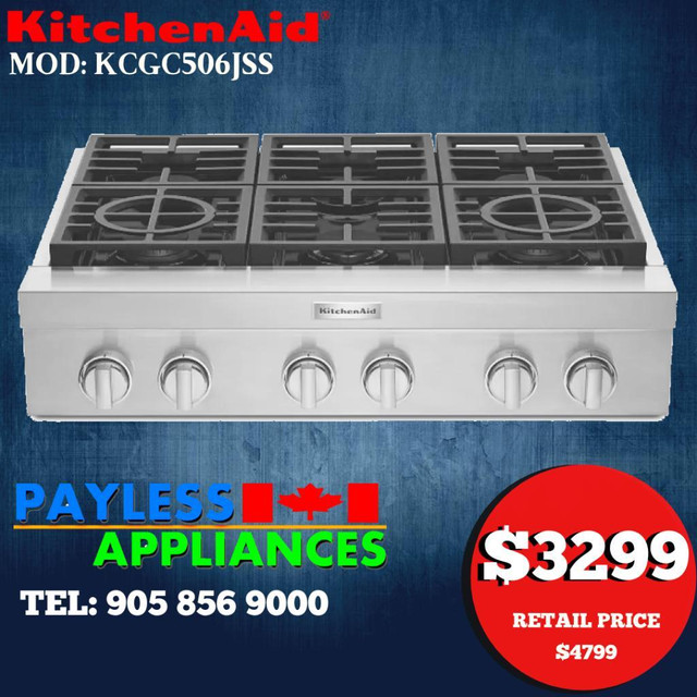 KitchenAid KCGC506JSS 36 Gas Range top With 6 Burners Stainless Steel color in Stoves, Ovens & Ranges in Markham / York Region
