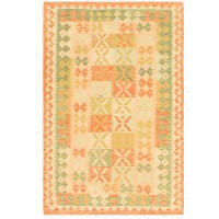 Isabelline One-of-a-Kind Elland Hand-Knotted New Age Orange 3' x 4'9" Wool Area Rug