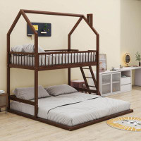 Harper Orchard Kilsey Twin Over Twin-Twin House Bunk Bed with Extending Trundle