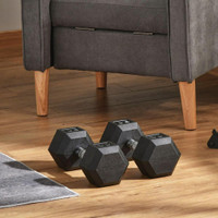 RUBBER DUMBBELLS WEIGHT SET, TOTAL 60LBS(30LBS EACH) DUMBBELL HAND WEIGHT FOR BODY FITNESS TRAINING FOR HOME OFFICE GYM,
