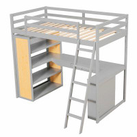 Harriet Bee Loft Bed With Ladder, Shelves, And Desk