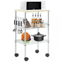 NEW 3 TIER ROLLING MICROWAVE CART KITCHEN CHROME CC2135