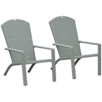 Latitude Run® Jahida Two Pieces Patio Wicker Muskoka Chair, Outdoor PE Rattan Fire Pit Chair For Poolside, Balcony, Deck