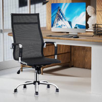Inbox Zero Metal Frame High Back Ergonomic Office Conference Chair, Mesh Computer Desk Seat with Lumbar Support
