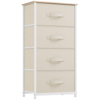 Wrought Studio Neutral Colour Tall Nightstand & 4 Fabric Drawers