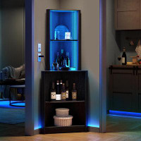 Wade Logan Badina Modern Display Corner Bookcase with Colourful LED Light