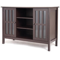 Red Barrel Studio Brown Wood 43-Inch TV Stand Storage Cabinet Console Table