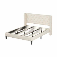 Red Barrel Studio **molblly King Size Bed Frame With Upholstered Headboard, Strong Frame, Wooden Slats Support - Easy As