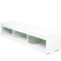 Ivy Bronx Led Tv Stand Entertainment Centre With Storage And Glass Shelves High Glossy Tv Cabinet Table