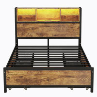 Wrought Studio Metal Platform Bed With 4 drawers, Sockets and USB Ports