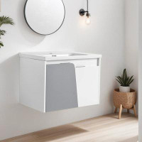 Ebern Designs 28" Wall-Mounted Bathroom Vanity With Basin, Ideal for Small Spaces