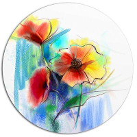 Made in Canada - Design Art 'Watercolor Multi-colour Flower Illustration' Oil Painting Print on Metal