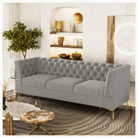 Mercer41 Velvet Button-Tufted Living Room SOFA with Removable Cushion