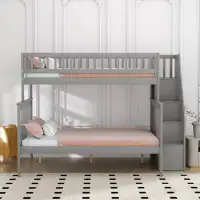 Harriet Bee Giti Twin over Full Standard Bunk Bed with Shelves by Harriet Bee