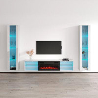 Brayden Studio Brezlin Entertainment Center for TVs up to 78" with Electric Fireplace Included