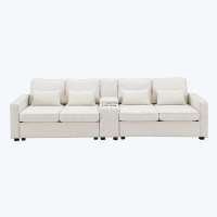 Latitude Run® Upholstered Sofa with 2 Cupholders, 2 USB Ports Wired or Wirelessly Charged