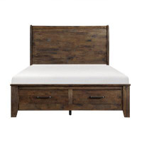 Loon Peak Classic Bed with Footboard Storage All Solid Rubberwood Platform Bed
