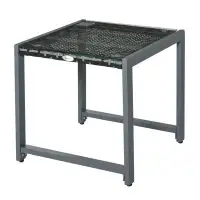 Outsunny Outsunny Rattan Coffee Table, Wicker Patio Side Table With Tempered Glass Top And Aluminum Frame For Outdoor, G
