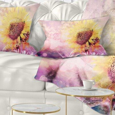 East Urban Home Floral Sunflower with Rainbow Light Effect Lumbar Pillow in Home Décor & Accents
