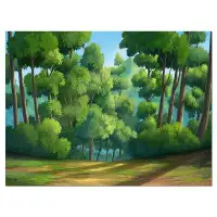 Design Art Green Jungle with Dense Trees Graphic Art on Wrapped Canvas
