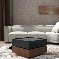 Latitude Run® Multi-functional Square 360°rotating Coffee Table With 2 Drawers