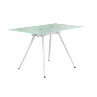 Hokku Designs Aavah Computer Desk, Home Office, Laptop, 48"L, Work, Metal, Tempered Glass, White, Contemporary, Modern