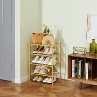 Rebrilliant Stackable Bamboo Shoe Rack - Versatile Organizer For Kitchen, Bathroom, Living Room