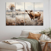 Union Rustic Cow In The Meadow II - Animals Metal Wall Decor Set 4