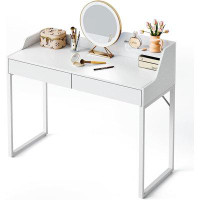 Ebern Designs Ebern Designs Vanity Desk With 2 Drawers, 40 Inch Computer Home Office Desk, Modern Makeup Dressing Desk,