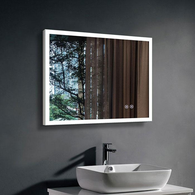 Front Lit LED Bathroom Mirror 28 In H (W= 24, 36 & 48) w Touch Button, Anti Fog, Dimmable, Vertical & Horizontal Mount in Floors & Walls - Image 4